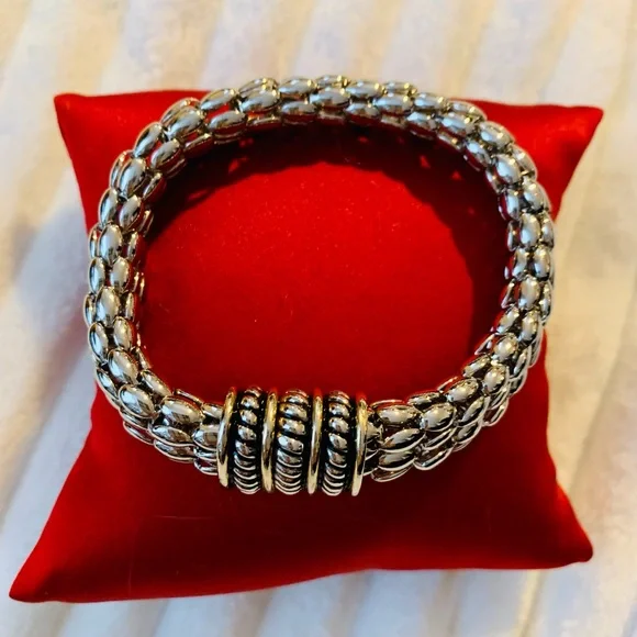NWOT DAVID YURMAN STYLE COPY MESH CHAIN LINK BRACELET MAGNETIC CLASP STUNNING - Picture 3 of 4